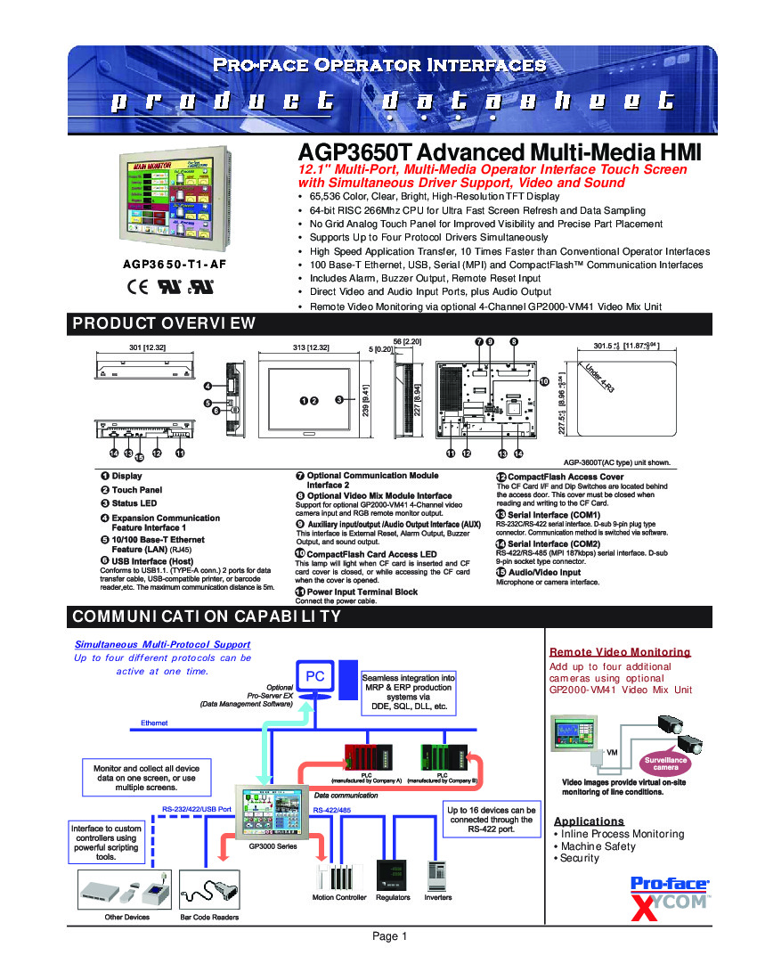 First Page Image of AGP3650-T1-AF Specs Sheet.pdf